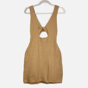 FP Beach Free People Islander Sweater Dress Knit Bodycon Dress Sand Tan Womens L